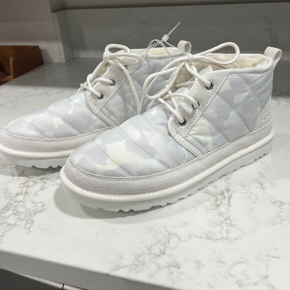 New UGG Plush Neumel Camo Winter Boots White Lace Up Round Toe Men's Size 12 - Picture 2 of 9